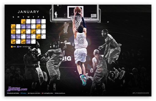 LA Lakers Jan 2012-13 Schedule UltraHD Wallpaper for Widescreen 16:10 ;