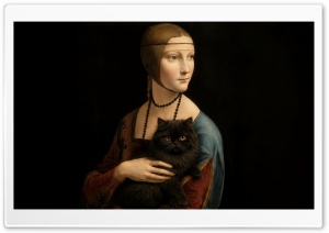 Lady with a Cat Remake by Leonardo da Vinci 4K UHD Wallpaper for Widescreen and UltraWide Desktop, UltraHD TV, Smartphone, Tablet
