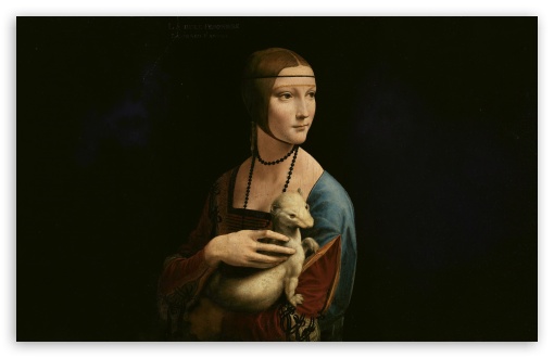Lady with an Ermine by Leonardo da Vinci UltraHD Wallpaper for UHD 16:9 ; HD 16:9 ; UltraWide 21:9 24:10 ; Widescreen 16:10 ; Tablet 1:1 ;