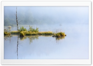 Lake, Water, Grass, Reflection, Mist Ultra HD Wallpaper for 4K UHD Widescreen desktop, tablet & smartphone