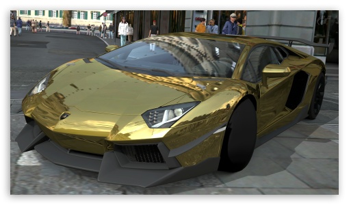 Lamborghini Aventador LP700-4 Gold Chrome, Gran Turismo 5 UltraHD Wallpaper for 8K UHD TV 16:9 Ultra High Definition 2160p 1440p 1080p 900p 720p ; UHD 16:9 2160p 1440p 1080p 900p 720p ; Mobile 16:9 - 2160p 1440p 1080p 900p 720p ;