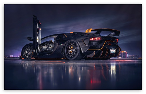 Lamborghini Aventador Racing Car with a Spoiler UltraHD Wallpaper for UHD 16:9 ; HD 16:9 ; UltraWide 21:9 24:10 ; Widescreen 16:10 5:3 ; Fullscreen 4:3 5:4 3:2 ;