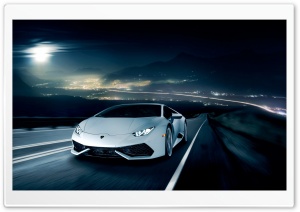 Lamborghini Huracan on the Road at Night Ultra HD Wallpaper for 4K UHD Widescreen desktop, tablet & smartphone