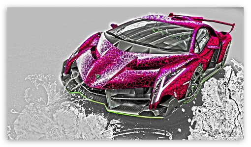 Lamborghini_Veneno_Pink_2014 UltraHD Wallpaper for HD 16:9 ;