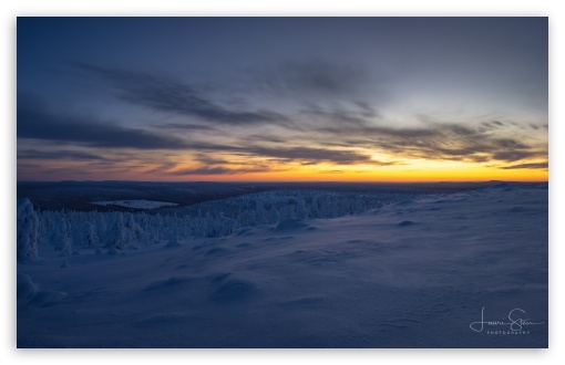 Lapland at Dusk, Winter Landscape UltraHD Wallpaper for UHD 16:9 ; HD 16:9 ; UltraWide 21:9 24:10 ; Widescreen 16:10 5:3 ;