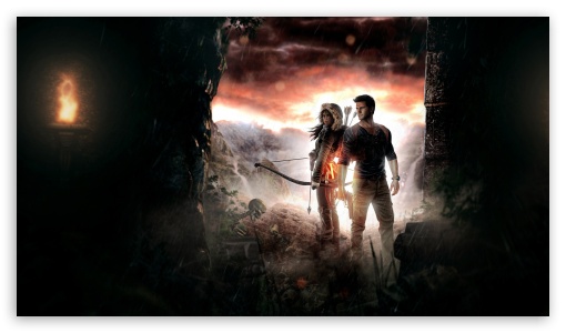 Lara Croft et Nathan Drake UltraHD Wallpaper for HD 16:9 ;