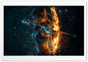 Lara Croft, Tomb Rider, Digital Art, FanArt, Bow and Arrow 4K UHD Wallpaper for Widescreen and UltraWide Desktop, UltraHD TV, Smartphone, Tablet