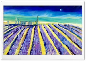 Lavender Field Toscany Painting Ultra HD Wallpaper for 4K UHD Widescreen desktop, tablet & smartphone