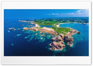 Le Gouffre Plougrescant Brittany Coast 4K UHD Wallpaper for Widescreen and UltraWide Desktop, UltraHD TV, Smartphone, Tablet