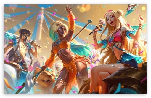 League of Legends Yone Nidalee Seraphine Ocean Song UltraHD Wallpaper for UHD 16:9 ; HD 16:9 ; UltraWide 21:9 24:10 32:9 32:10 ; Widescreen 16:10 ; Tablet 1:1 ; Mobile 9:16 9:19.5 9:20 9:21 9:22 ; Dual 16:10 16:9 ;