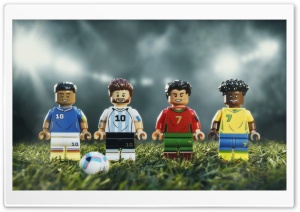 LEGO Cristiano Ronaldo, Kylian Mbappe, Lionel Messi, Vini Jr 4K UHD Wallpaper for Widescreen and UltraWide Desktop, UltraHD TV, Smartphone, Tablet
