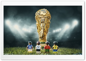 LEGO Ronaldo, Messi, Mbappe and Vini Jr - World Cup 4K UHD Wallpaper for Widescreen and UltraWide Desktop, UltraHD TV, Smartphone, Tablet