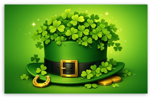 Leprechaun Hat, Shamrock, St Patricks Day UltraHD Wallpaper for UHD 16:9 ; HD 16:9 ; Widescreen 16:10 5:3 ; Fullscreen 4:3 5:4 3:2 ;