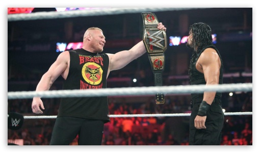 Lesnar and Reigns face to face - WWE UltraHD Wallpaper for HD 16:9 ;