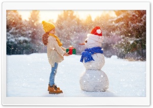 Let It Snow, Snowman Ultra HD Wallpaper for 4K UHD Widescreen Desktop, Lockscreen, Screensaver, TV, Tablet, Smartphone