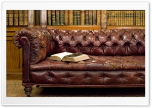 Library Old Leather Sofa Ultra HD Wallpaper for 4K UHD Widescreen desktop, tablet & smartphone