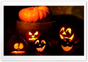 Lighted Halloween Pumpkins Ultra HD Wallpaper for 4K UHD Widescreen desktop, tablet & smartphone