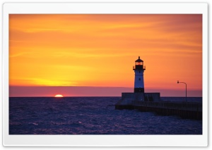 Lighthouse At Sunset Ultra HD Wallpaper for 4K UHD Widescreen desktop, tablet & smartphone