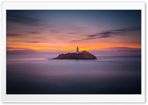 Lighthouse Island at Sunset 4K UHD Wallpaper for Widescreen and UltraWide Desktop, UltraHD TV, Smartphone, Tablet