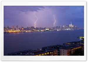 Lightning over New York City Ultra HD Wallpaper for 4K UHD Widescreen desktop, tablet & smartphone