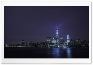 Lightning strikes One World Trade Center Ultra HD Wallpaper for 4K UHD Widescreen desktop, tablet & smartphone