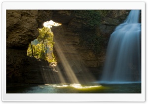 Limestone Cave And Waterfall, The Foradada, Catalonia, Spain Ultra HD Wallpaper for 4K UHD Widescreen desktop, tablet & smartphone