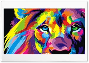 Lion Colorful Artwork Ultra HD Wallpaper for 4K UHD Widescreen Desktop, Lockscreen, Screensaver, TV, Tablet, Smartphone