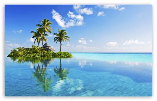 Little Tropical Island In Blue Ocean UltraHD Wallpaper for Widescreen 16:10 ;