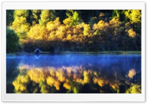 Loch Chon boathouse, Autumn Ultra HD Wallpaper for 4K UHD Widescreen desktop, tablet & smartphone