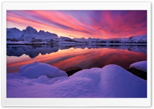 Lofoten, Arctic Norway, Sunset, Winter Ultra HD Wallpaper for 4K UHD Widescreen desktop, tablet & smartphone
