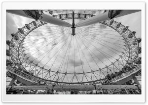 London Eye, a giant Ferris wheel, Monochrome Ultra HD Wallpaper for 4K UHD Widescreen desktop, tablet & smartphone