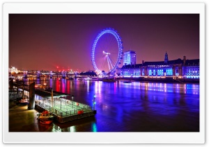 London Eye at Night Ultra HD Wallpaper for 4K UHD Widescreen desktop, tablet & smartphone