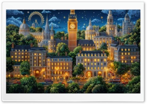 London Illustration Ultra HD Wallpaper for 4K UHD Widescreen Desktop, Lockscreen, Screensaver, TV, Tablet, Smartphone