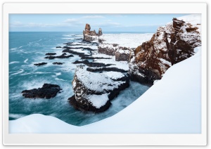 Londrangar Cliffs in Snaefellsness, Iceland, Winter Ultra HD Wallpaper for 4K UHD Widescreen desktop, tablet & smartphone
