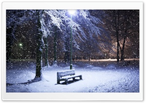 Lone Bench Covered In Snow Ultra HD Wallpaper for 4K UHD Widescreen desktop, tablet & smartphone