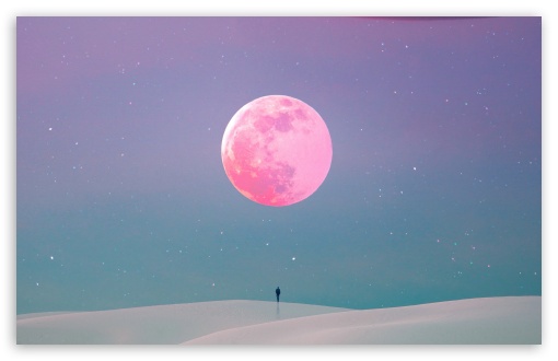 Lone Figure Under a Pink Moon UltraHD Wallpaper for UHD 16:9 ; HD 16:9 ; UltraWide 21:9 24:10 32:9 32:10 ; Widescreen 16:10 5:3 ; Fullscreen 4:3 5:4 3:2 ; Tablet 1:1 ; Mobile 9:16 9:19.5 9:20 10:16 2:3 3:5 3:4 ; Dual 16:10 5:3 16:9 4:3 5:4 3:2 ;