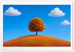 Lone Tree on a Hill in Fall 4K UHD Wallpaper for Widescreen and UltraWide Desktop, UltraHD TV, Smartphone, Tablet
