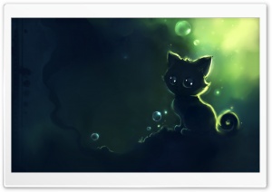 Lonely Black Kitty Painting Ultra HD Wallpaper for 4K UHD Widescreen desktop, tablet & smartphone