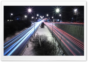Long Exposure Night Road Ultra HD Wallpaper for 4K UHD Widescreen desktop, tablet & smartphone