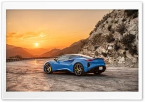 Lotus Emira Seneca Blue Mountain Sunset Rear 4K UHD Wallpaper for Widescreen and UltraWide Desktop, UltraHD TV, Smartphone, Tablet