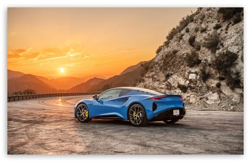 Lotus Emira Seneca Blue Mountain Sunset Rear UltraHD Wallpaper for UHD 16:9 ; HD 16:9 ; UltraWide 21:9 24:10 32:9 32:10 ; Widescreen 16:10 ; Fullscreen 3:2 ; Tablet 1:1 ; Dual 16:10 16:9 ; Triple 16:10 16:9 ;