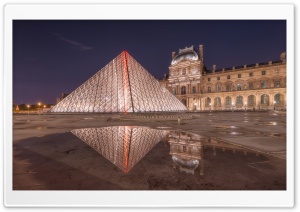 Louvre Pyramid at Night Ultra HD Wallpaper for 4K UHD Widescreen desktop, tablet & smartphone
