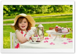 Lovely Child Girl Tea Party Ultra HD Wallpaper for 4K UHD Widescreen desktop, tablet & smartphone