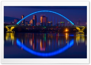 Lowry Avenue Bridge, Mississippi River, Night 4K UHD Wallpaper for Widescreen and UltraWide Desktop, UltraHD TV, Smartphone, Tablet