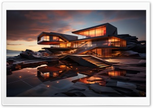 Luxury Modern House Concept Art Ultra HD Wallpaper for 4K UHD Widescreen Desktop, Lockscreen, Screensaver, TV, Tablet, Smartphone