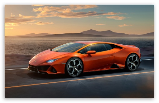 Luxury Orange Lamborghini Huracan EVO on Scenic Road UltraHD Wallpaper for HD 16:9 ; UltraWide 21:9 24:10 32:9 32:10 ; Widescreen 16:10 5:3 ; Fullscreen 4:3 5:4 3:2 ; Dual 16:10 5:3 16:9 4:3 5:4 3:2 ;