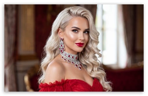 Luxury Ruby Jewelry Fashion Portrait UltraHD Wallpaper for UHD 16:9 ; HD 16:9 ; UltraWide 21:9 24:10 32:9 32:10 ; Widescreen 16:10 ; Tablet 1:1 ; Mobile 9:16 9:19.5 9:20 9:21 9:22 ; Dual 16:10 16:9 ;