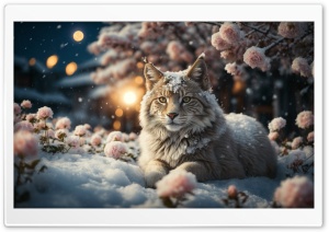 Lynx Cat in Snow Ultra HD Wallpaper for 4K UHD Widescreen Desktop, Lockscreen, Screensaver, TV, Tablet, Smartphone