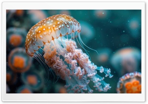 Macro, Jellyfish, Tentacles, Underwater 4K UHD Wallpaper for Widescreen and UltraWide Desktop, UltraHD TV, Smartphone, Tablet