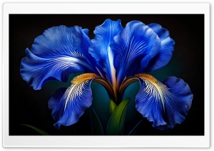 Macro View of an Blue Iris Bloom 4K UHD Wallpaper for Widescreen and UltraWide Desktop, UltraHD TV, Smartphone, Tablet